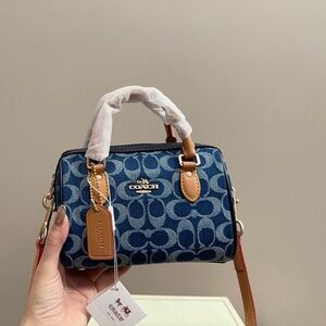 NWT Coach Outlet Mini Rowan Crossbody Bag In Signature Denim